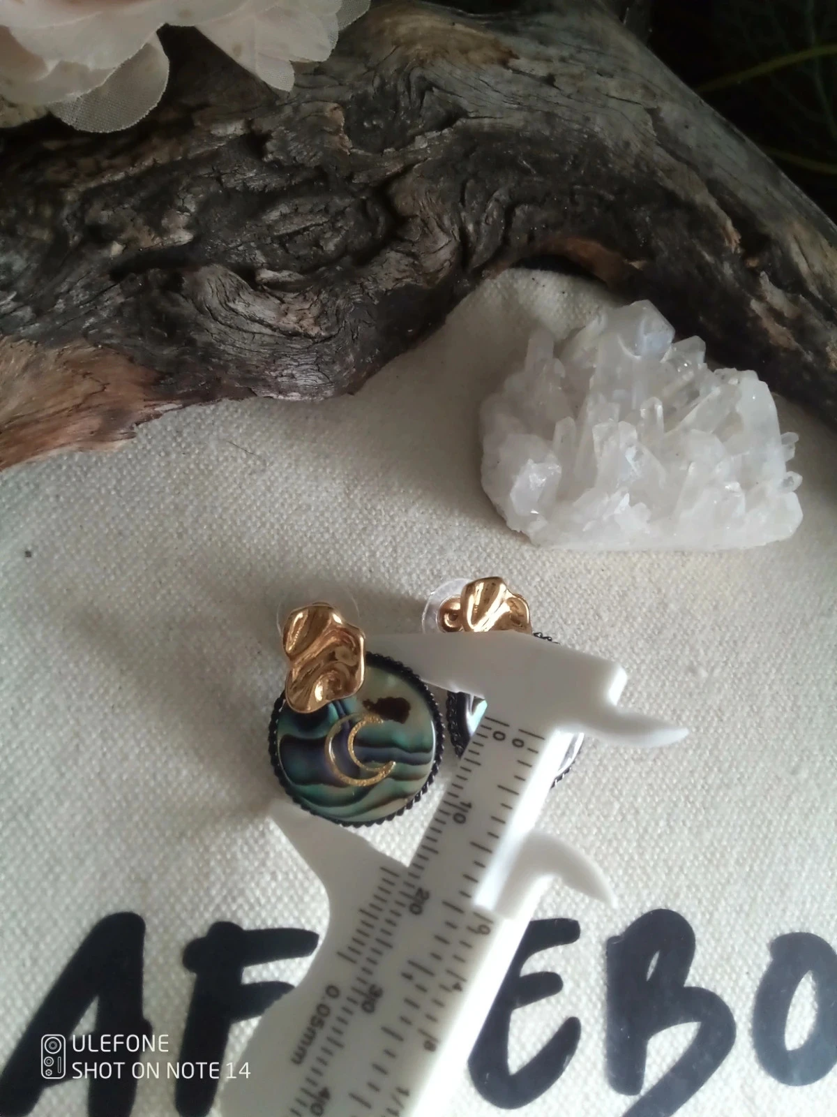 Boucles d'oreilles bohèmes astres ormeaux naturels – photo 3